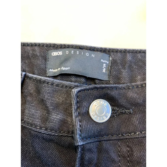 🆑Asos Design Petite Black High-Waisted Mom Jeans Size 26/28 - Picture 6 of 11